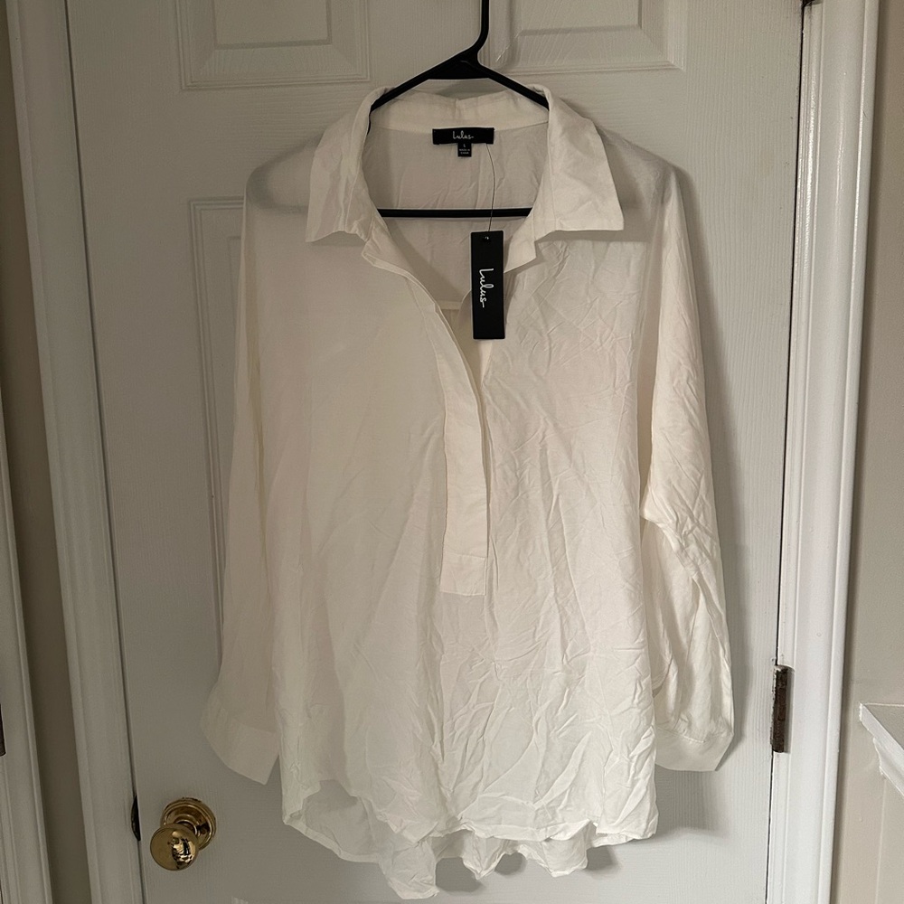 Lulu's Flowy White Blouse